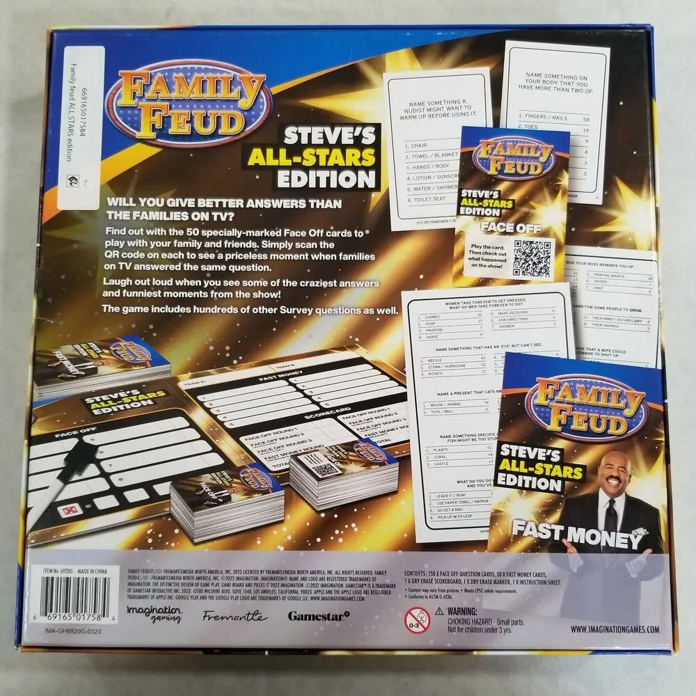 Family Feud Steve’s All‑Stars Edition Board Game 2022 New Sealed Complete